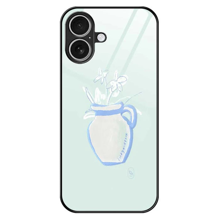 For iPhone 17 Case PC TPU Tempered Glass Pattern Printing Shockproof Phone Back Cover - B0318 - 1