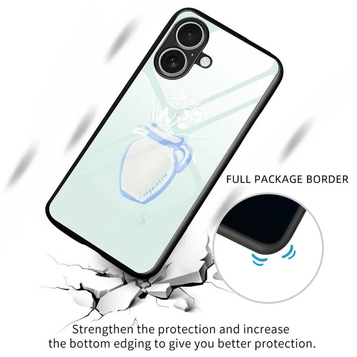 For iPhone 17 Case PC TPU Tempered Glass Pattern Printing Shockproof Phone Back Cover - B0318 - 3