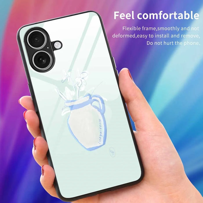 For iPhone 17 Case PC TPU Tempered Glass Pattern Printing Shockproof Phone Back Cover - B0318 - 4
