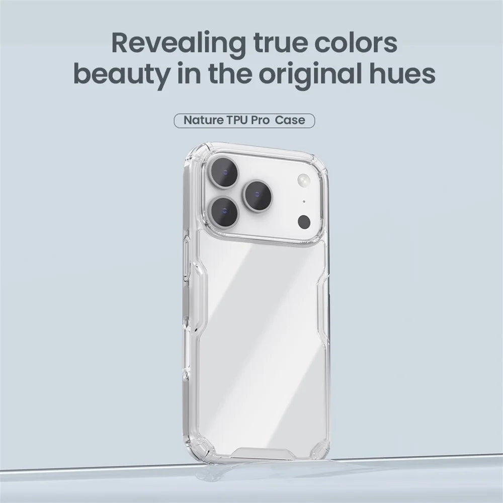 NILLKIN Nature Pro Series For iPhone 18 Pro / 17 Pro Case PC + TPU Anti-Scratch Clear Back Cover - Grey - 5