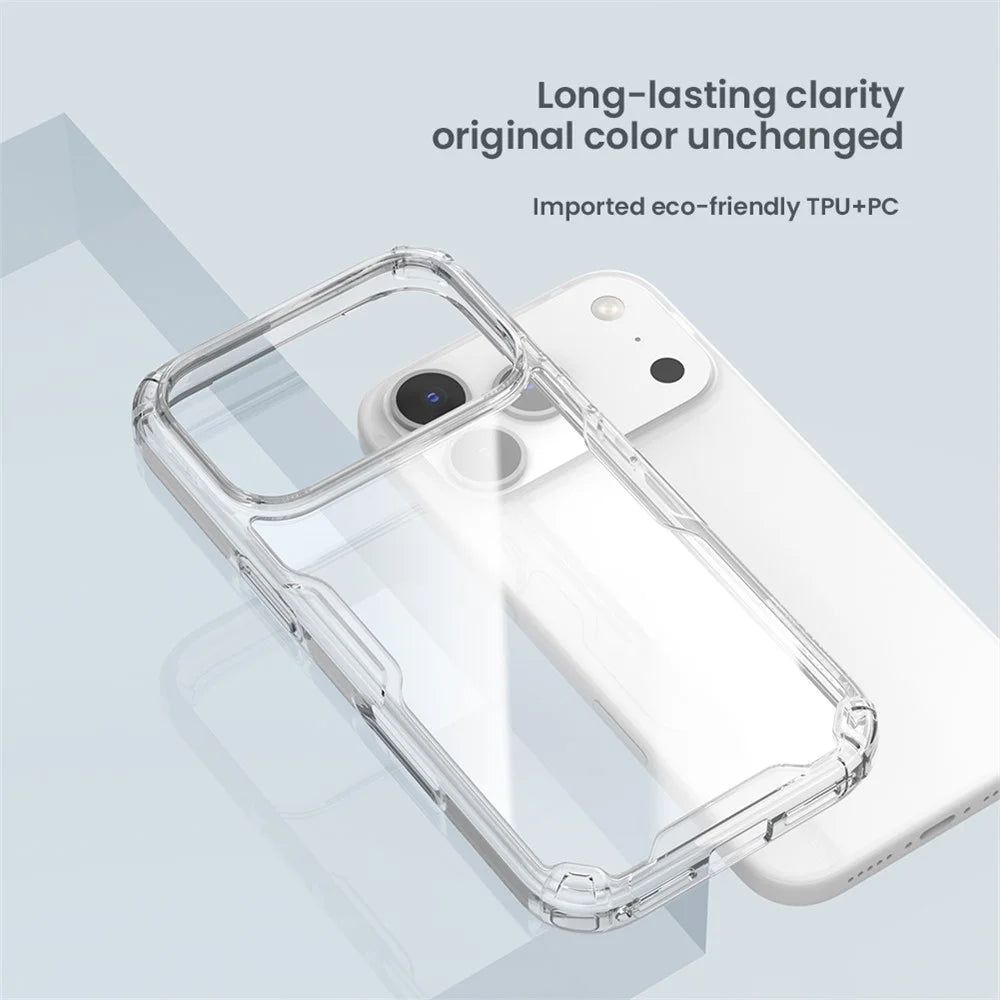 NILLKIN Nature Pro Series For iPhone 18 Pro / 17 Pro Case PC + TPU Anti-Scratch Clear Back Cover - Grey - 7