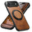 SUTENI G3 For iPhone Air Case Compatible with MagSafe Waxy Texture Rotating Kickstand Leather Phone Back Cover - Brown - 1
