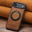 SUTENI G3 For iPhone Air Case Compatible with MagSafe Waxy Texture Rotating Kickstand Leather Phone Back Cover - Brown - 5