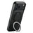 SUTENI G3 For iPhone 17 Pro Max Case Compatible with MagSafe Waxy Texture Rotating Kickstand Leather Phone Back Cover - Black - 2