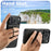 SUTENI G3 For iPhone 17 Pro Max Case Compatible with MagSafe Waxy Texture Rotating Kickstand Leather Phone Back Cover - Black - 5