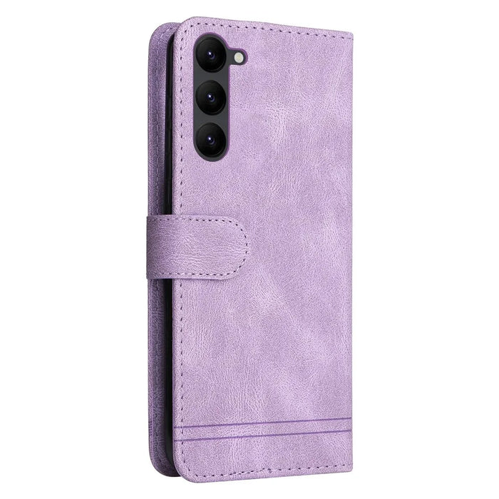 For Samsung Galaxy S23+ Leather Wallet Cases Skin Touch Phone Cover Stand with Strap - Purple - 7