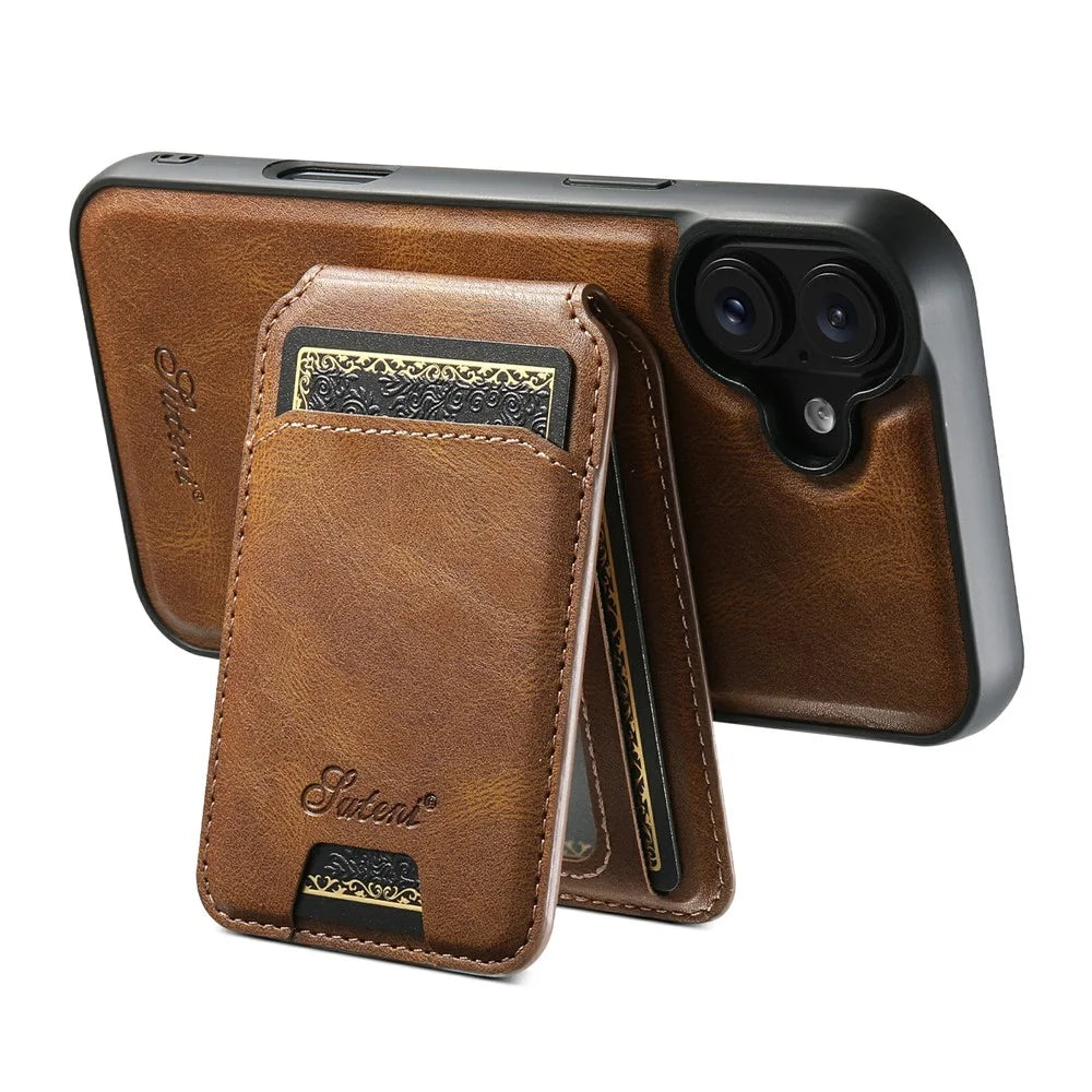SUTENI H15 For iPhone 17 Case Compatible with MagSafe Detachable Card Holder Phone Cover - Brown - 2