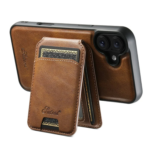 SUTENI H15 For iPhone 17 Case Compatible with MagSafe Detachable Card Holder Phone Cover - Brown - 2
