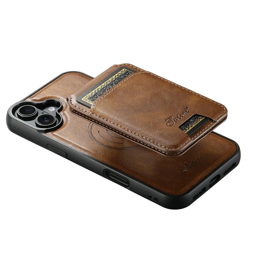 SUTENI H15 For iPhone 17 Case Compatible with MagSafe Detachable Card Holder Phone Cover - Brown - 3