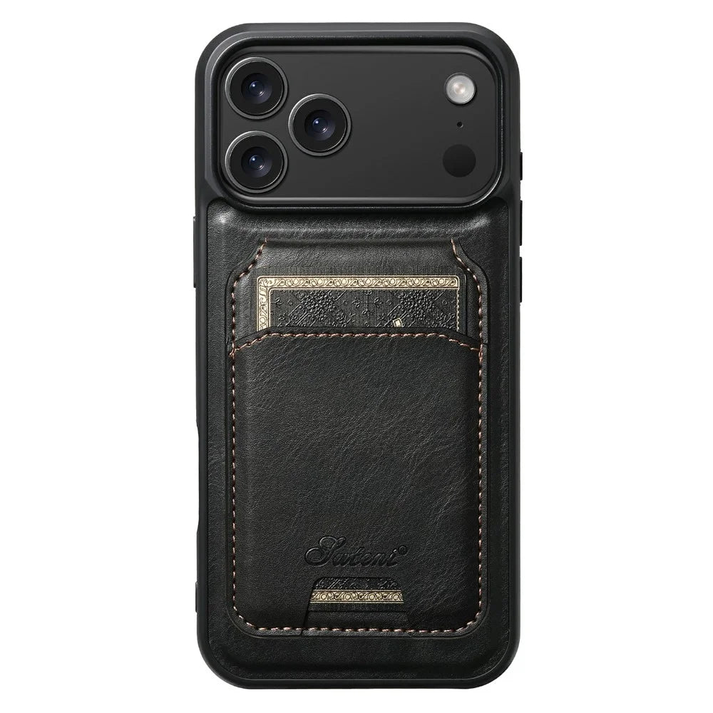 SUTENI H15 For iPhone 17 Pro Case Compatible with MagSafe Detachable Card Holder Phone Cover - Black - 4