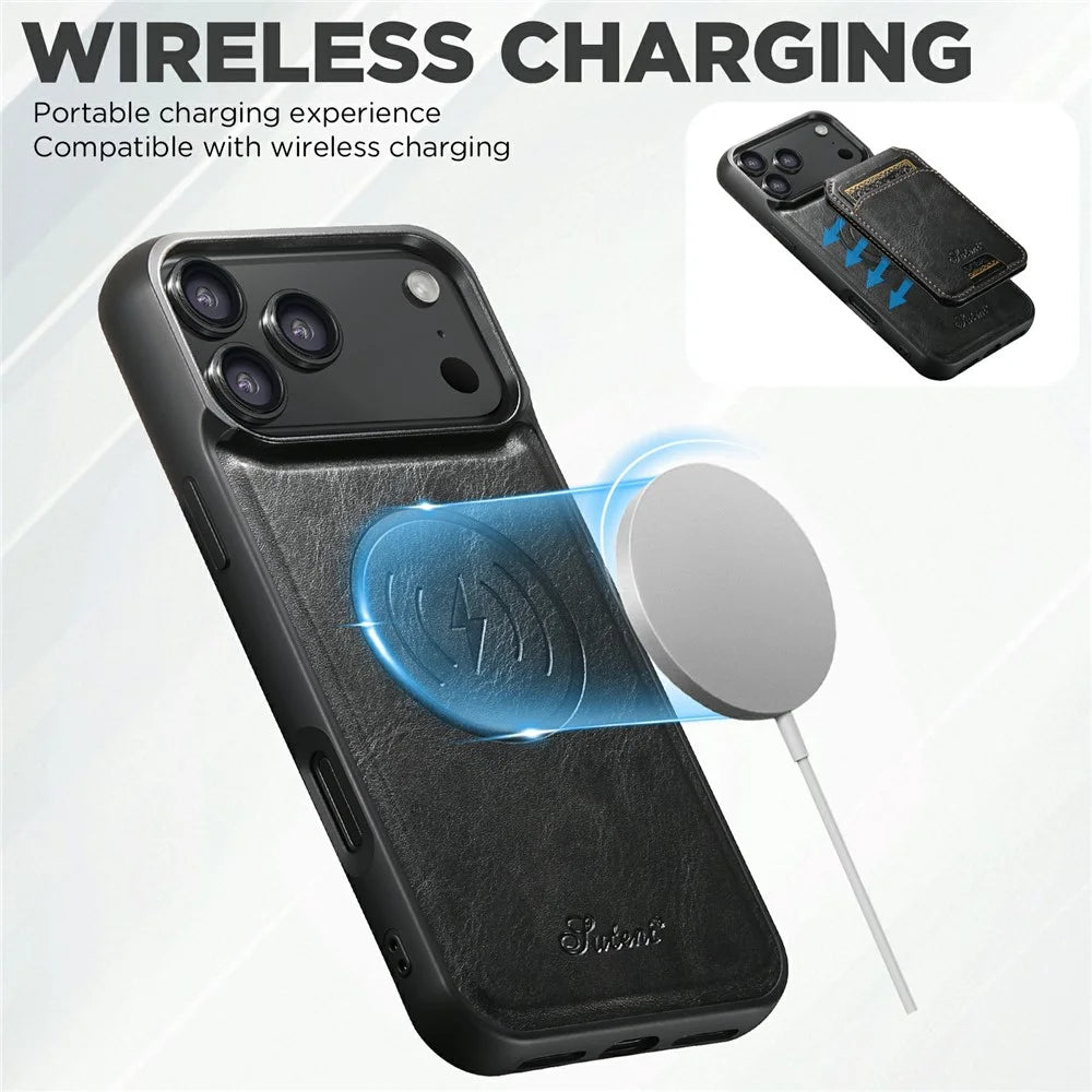 SUTENI H15 For iPhone 17 Pro Case Compatible with MagSafe Detachable Card Holder Phone Cover - Black - 5