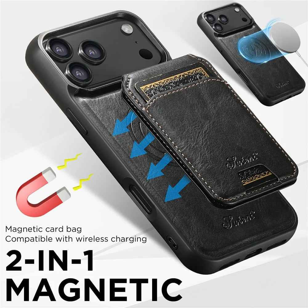 SUTENI H15 For iPhone 17 Pro Max Case Compatible with MagSafe Detachable Card Holder Phone Cover - Black - 7