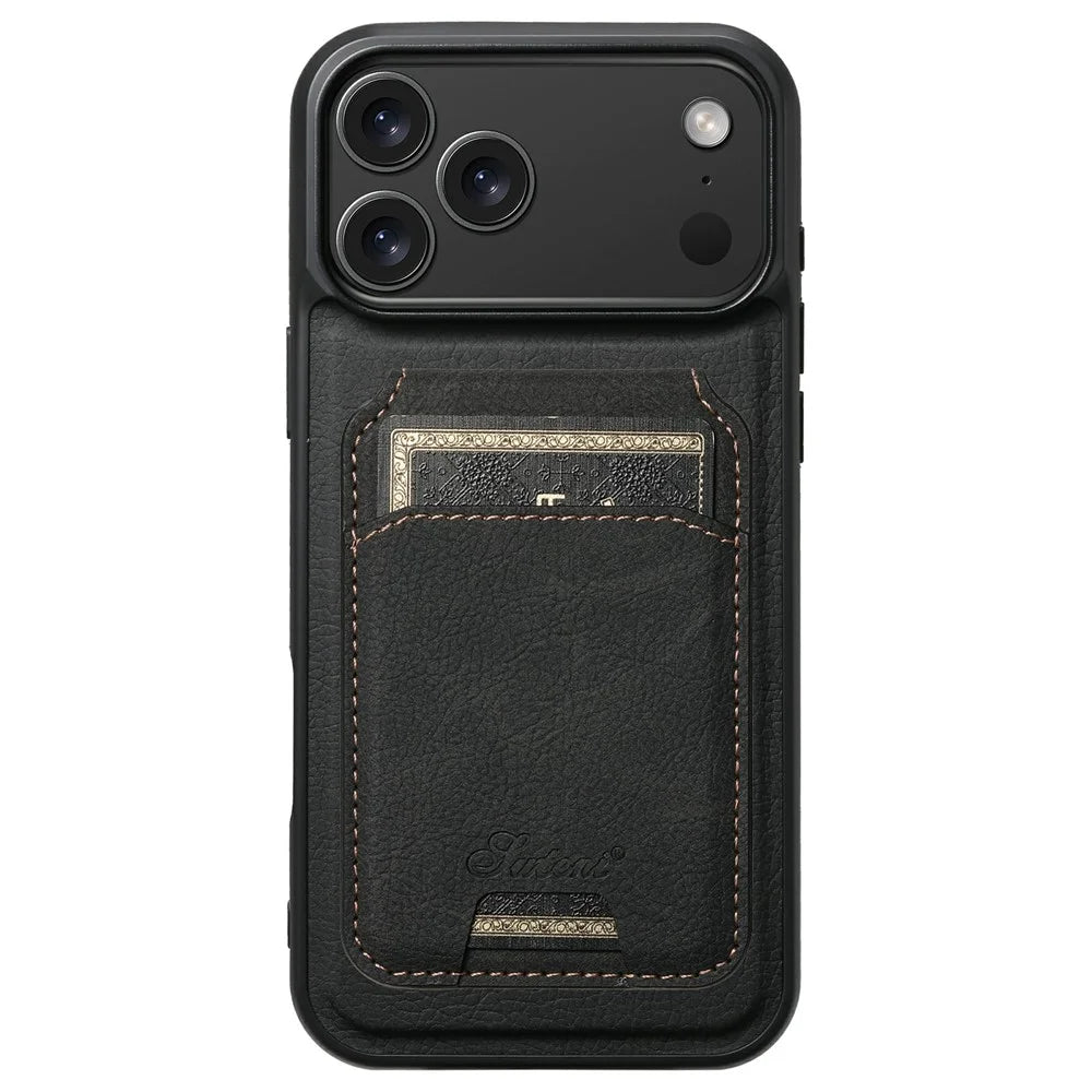 SUTENI H16 For iPhone 17 Pro Max Case Compatible with MagSafe Kickstand Phone Cover Detachable Card Holder - Black - 2