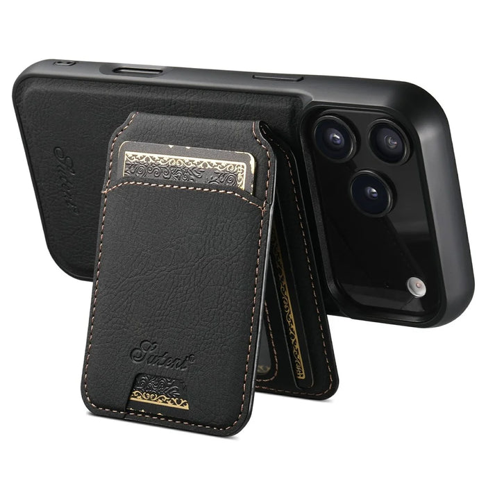 SUTENI H16 For iPhone 17 Pro Case Compatible with MagSafe Kickstand Phone Cover Detachable Card Holder - Black - 4