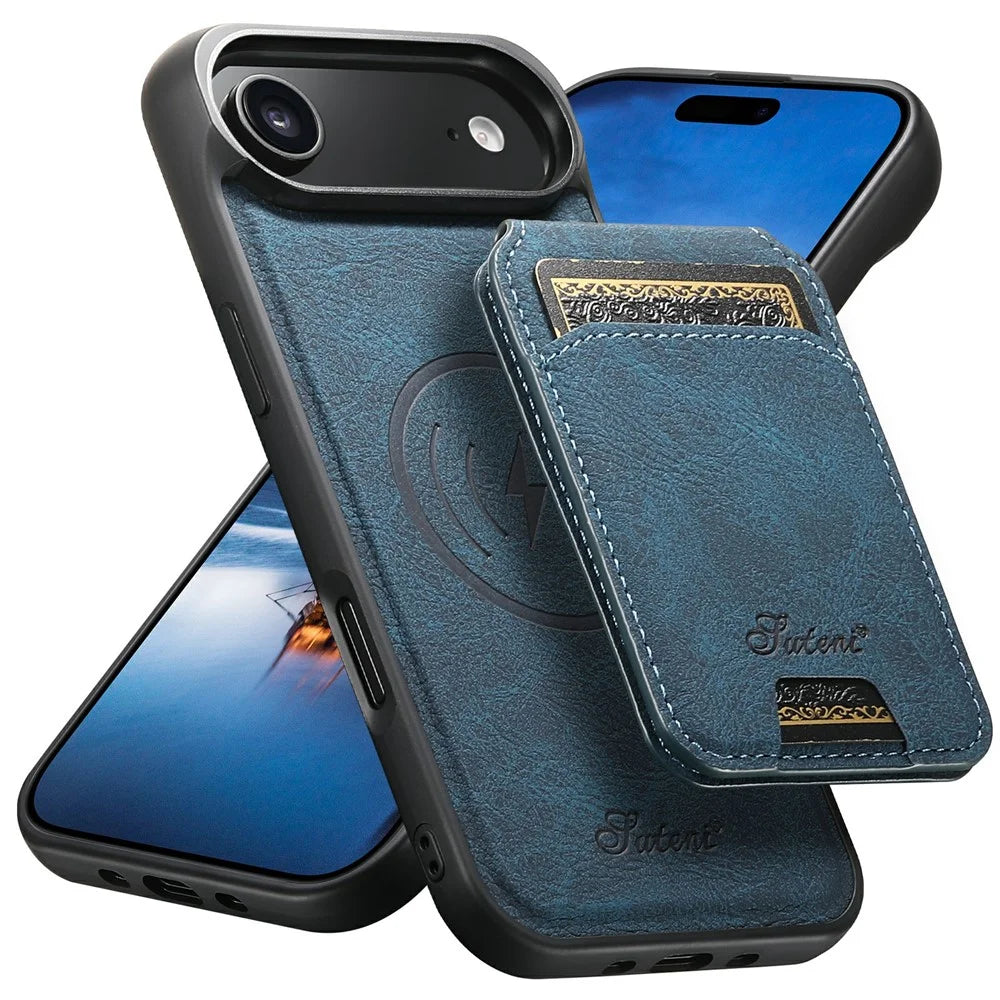 SUTENI H16 For iPhone Air Case Compatible with MagSafe Kickstand Phone Cover Detachable Card Holder - Blue - 1