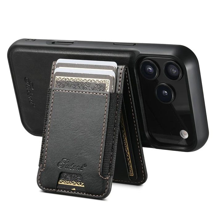 SUTENI For iPhone 17 Pro Max Case Compatible with MagSafe Card Holder Kickstand Phone Cover - Black - 3