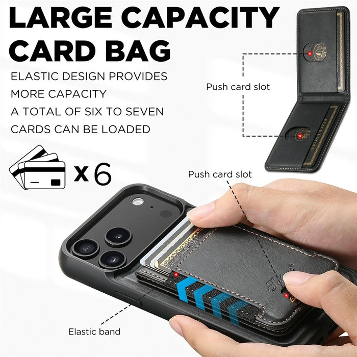 SUTENI For iPhone 17 Pro Max Case Compatible with MagSafe Card Holder Kickstand Phone Cover - Black - 6