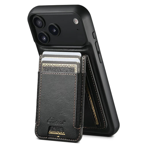 SUTENI For iPhone 17 Pro Case Compatible with MagSafe Card Holder Kickstand Phone Cover - Black - 2