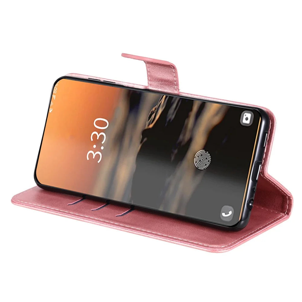 Anti-drop Phone Case For Samsung Galaxy S23 Ultra, PU Leather Calf Texture Magnetic Clasp Wallet Zipper Pocket Stand Cover - Rose Gold - 4