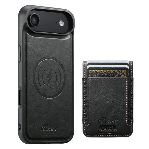 SUTENI For iPhone Air Case Compatible with MagSafe Card Holder Kickstand Phone Cover - Black - 1