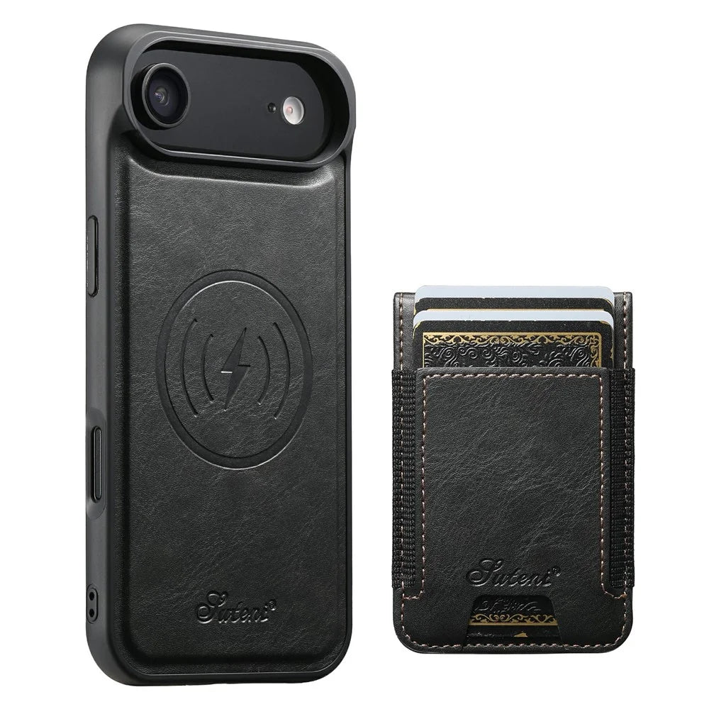 SUTENI For iPhone Air Case Compatible with MagSafe Card Holder Kickstand Phone Cover - Black - 1