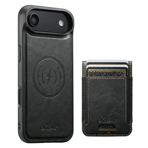 SUTENI For iPhone Air Case Compatible with MagSafe Card Holder Kickstand Phone Cover - Black - 1