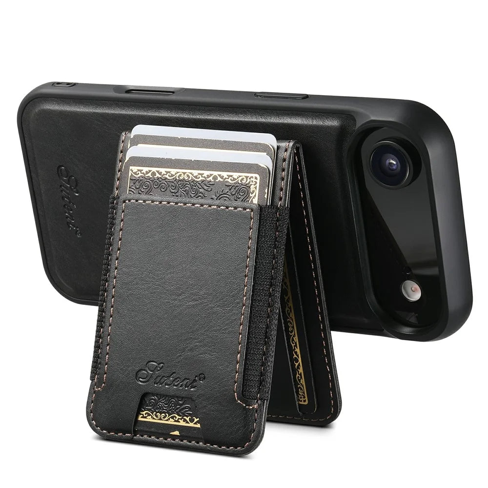 SUTENI For iPhone Air Case Compatible with MagSafe Card Holder Kickstand Phone Cover - Black - 3