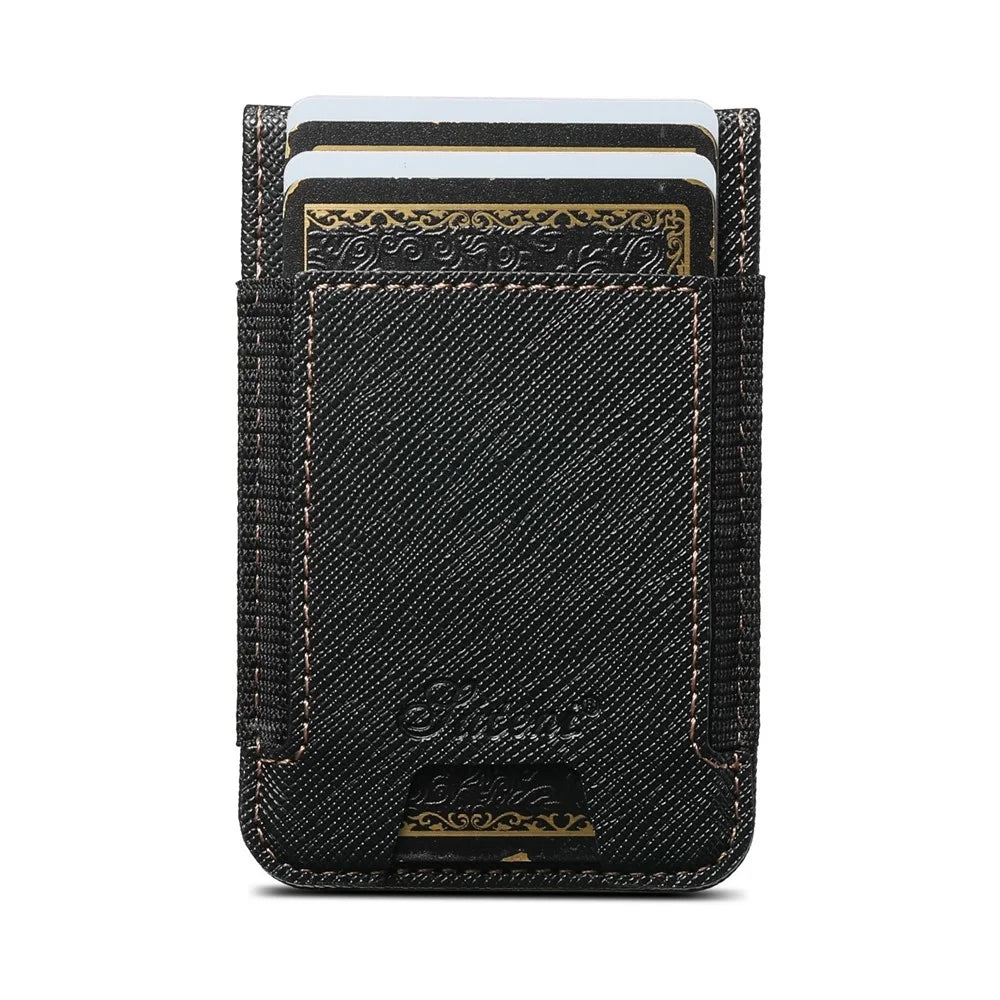 SUTENI H17 For iPhone Air Magnetic Case Cross Texture Leather Phone Back Cover with Detachable Card Bag - Black - 3