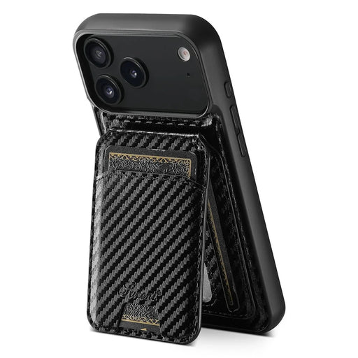 SUTENI H18 For iPhone 17 Pro Magnetic Case Carbon Fiber Texture Leather + TPU Cover with Detachable Card Bag - 2