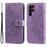 For Samsung Galaxy S23 Ultra Case Floral Pattern PU Leather Wallet Stand Phone Cover - Purple - 1