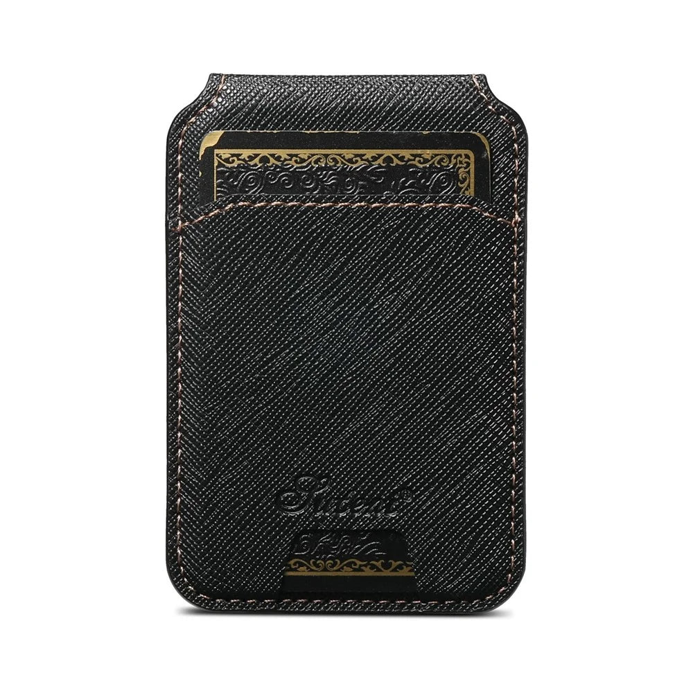 SUTENI H18 For iPhone Air Magnetic Case Cross Texture Leather + TPU Cover with Detachable Card Bag - Black - 3