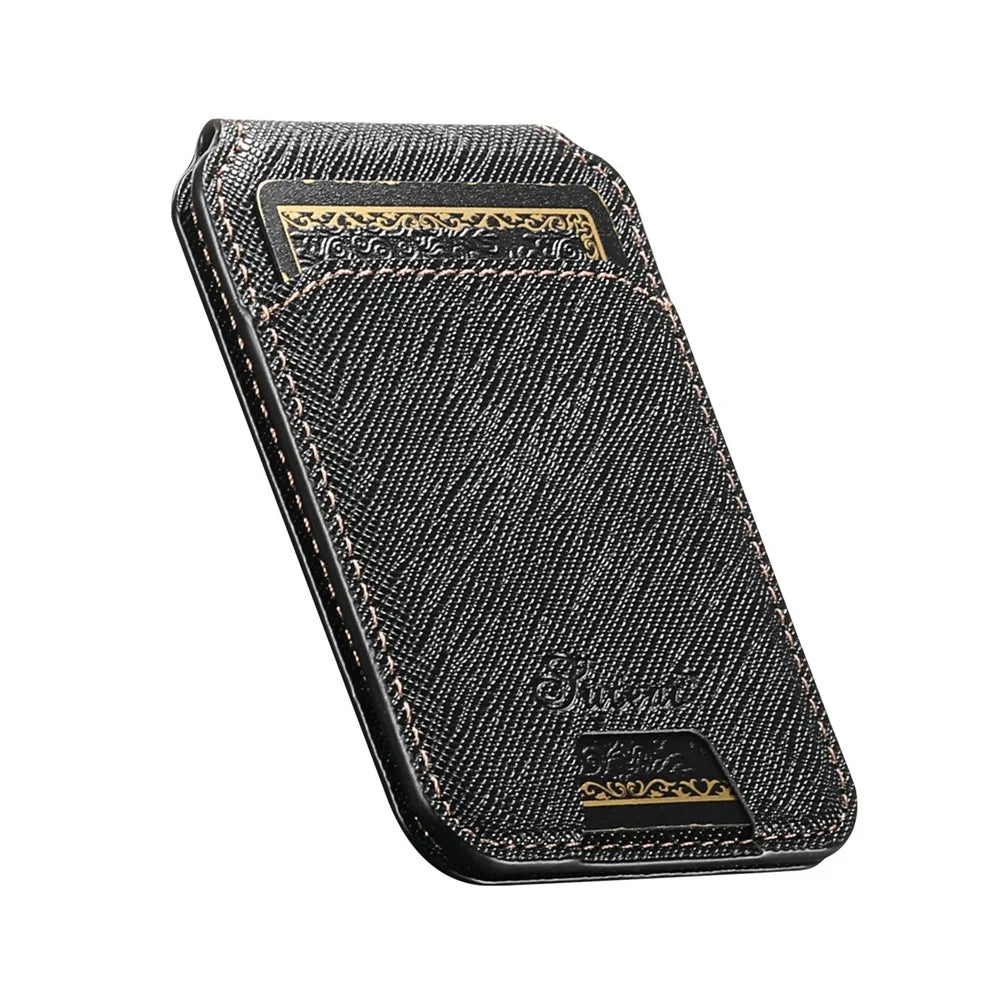 SUTENI H18 For iPhone Air Magnetic Case Cross Texture Leather + TPU Cover with Detachable Card Bag - Black - 4