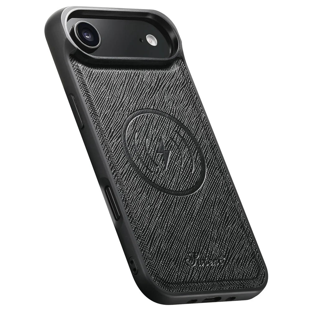 SUTENI H18 For iPhone Air Magnetic Case Cross Texture Leather + TPU Cover with Detachable Card Bag - Black - 6
