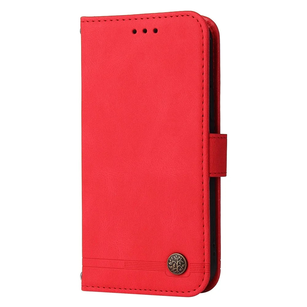 For Samsung Galaxy S23 Ultra Leather Wallet Cases Skin Touch Phone Cover Stand with Strap - Red - 6