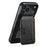 SUTENI M3 For iPhone 17 Pro Magnetic Case Cowhide Texture Leather Back Cover with Card Bag Kickstand - Black - 2