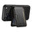 SUTENI M3 For iPhone 17 Pro Magnetic Case Cowhide Texture Leather Back Cover with Card Bag Kickstand - Black - 3