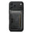 SUTENI M3 For iPhone 17 Pro Magnetic Case Cowhide Texture Leather Back Cover with Card Bag Kickstand - Black - 4