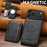 SUTENI M3 For iPhone 17 Pro Magnetic Case Cowhide Texture Leather Back Cover with Card Bag Kickstand - Black - 6