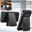 SUTENI M3 For iPhone 17 Pro Magnetic Case Cowhide Texture Leather Back Cover with Card Bag Kickstand - Black - 7