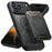 SUTENI M5 For iPhone 17 Pro Magnetic Case with Card Bag Cowhide Texture Leather Phone Back Cover - Black - 1