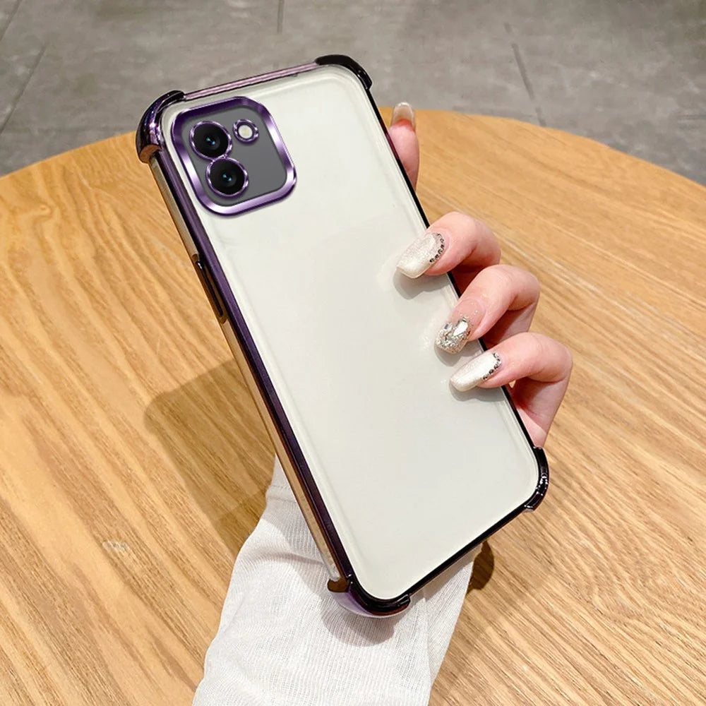For Samsung Galaxy A08 5G / A08 4G / A07 4G Case Reinforced Corners TPU Clear Back Cover - Purple - 1