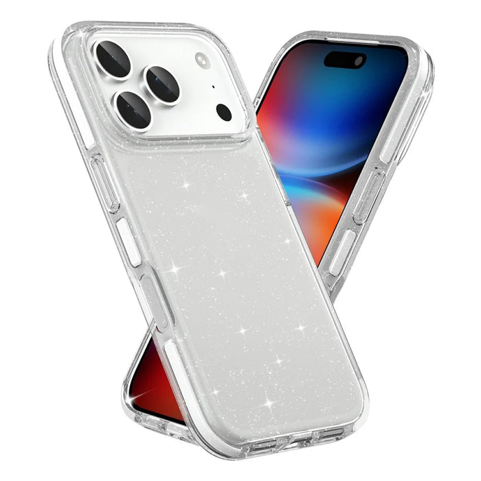 For iPhone 17 Pro Max Glitter Case PC Back TPU+TPE Frame Bling Sparkle Shockproof Cover - 2