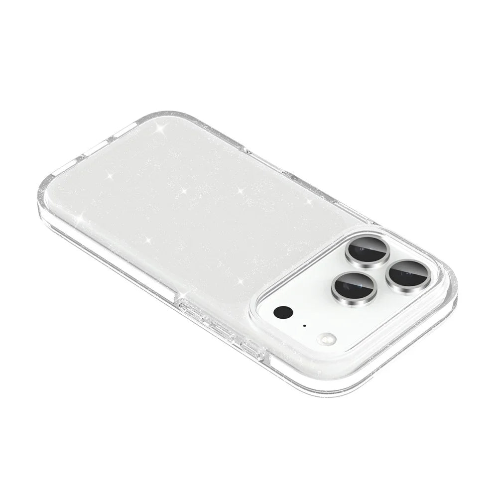 For iPhone 17 Pro Glitter Case PC Back TPU+TPE Frame Bling Sparkle Shockproof Cover - 4