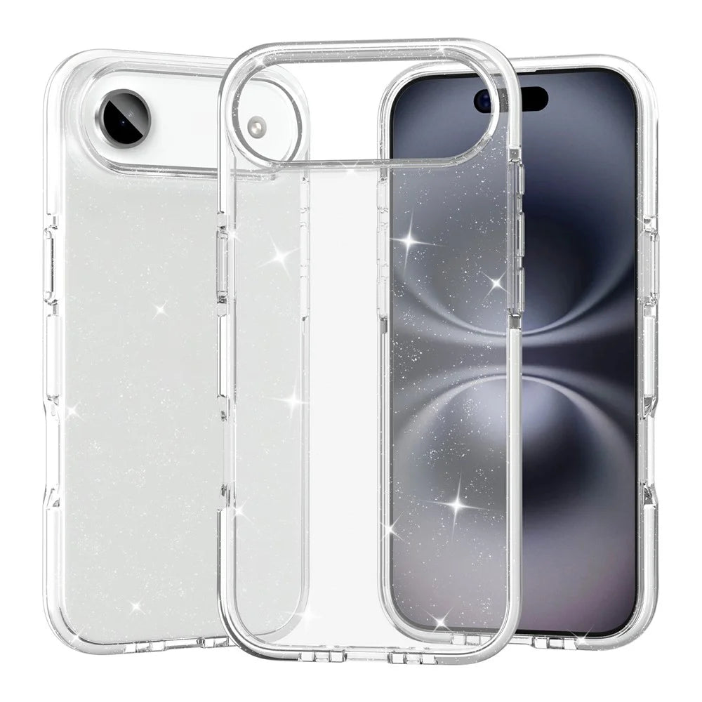 For iPhone Air Glitter Case PC Back TPU+TPE Frame Bling Sparkle Shockproof Cover - 1