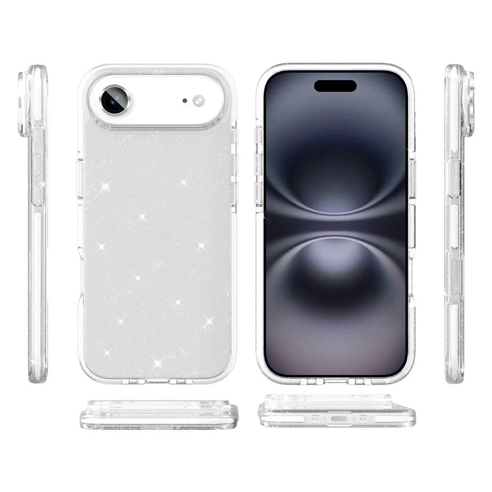 For iPhone Air Glitter Case PC Back TPU+TPE Frame Bling Sparkle Shockproof Cover - 6