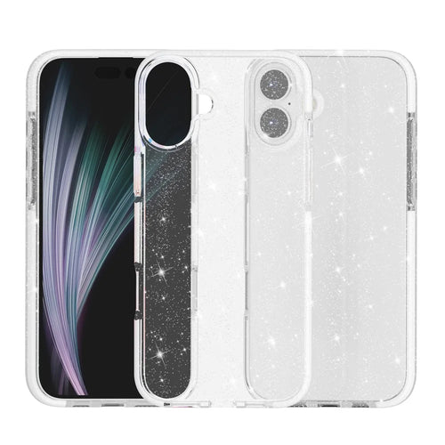 For iPhone 17 Glitter Case PC Back TPU+TPE Frame Bling Sparkle Shockproof Cover - 1