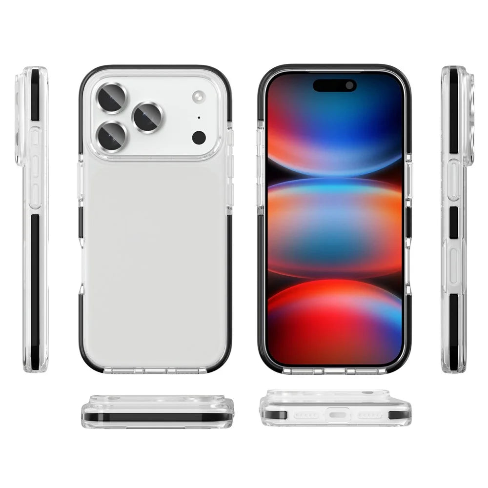 For iPhone 17 Pro Case TPU+TPE Anti-drop Clear Phone Cover - Transparent Black - 5