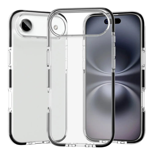For iPhone Air Case TPU+TPE Anti-drop Clear Phone Cover - Transparent Black - 1