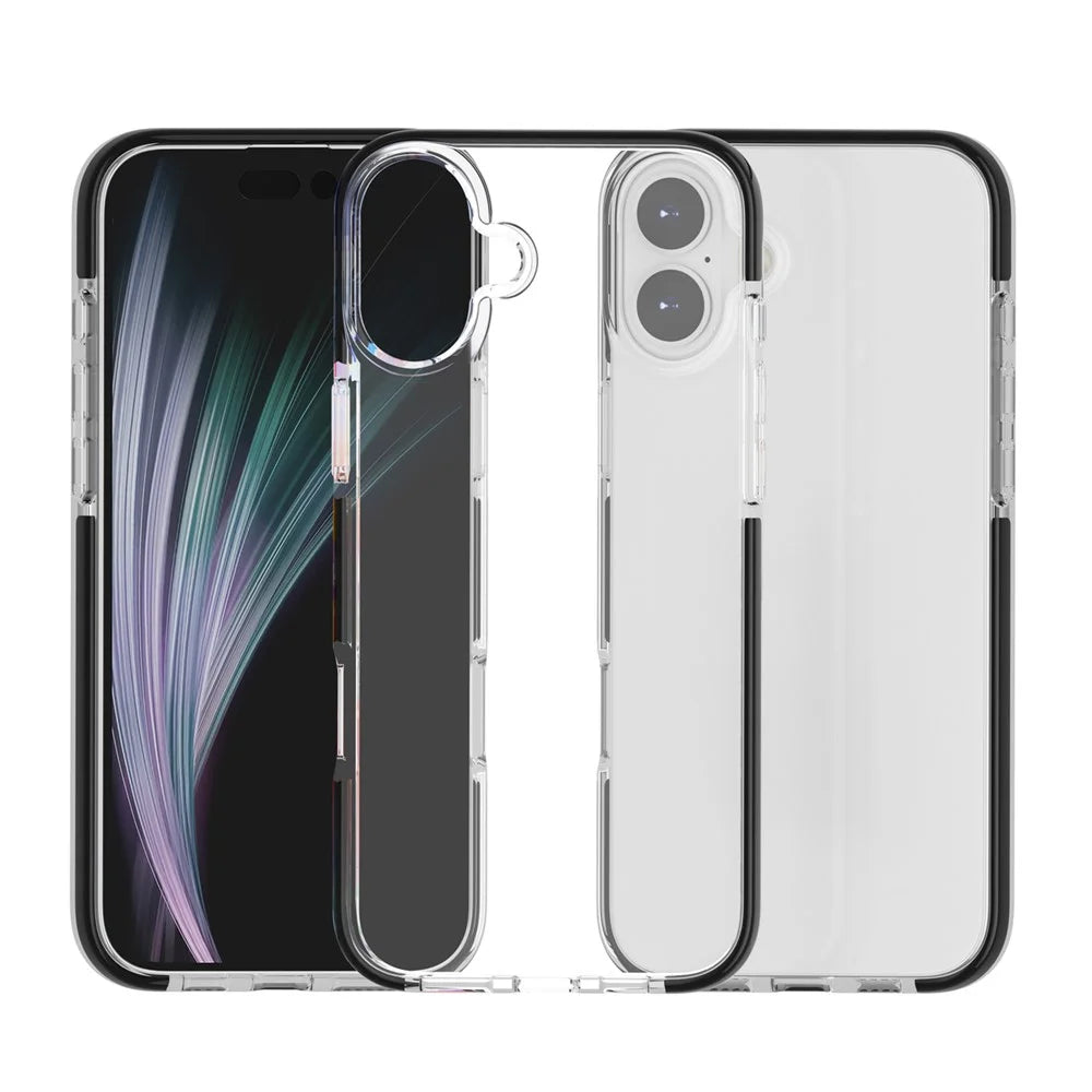 For iPhone 17 Case TPU+TPE Anti-drop Clear Phone Cover - Transparent Black - 1
