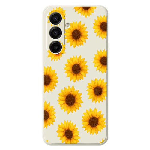 For Samsung Galaxy A18 5G / A18 4G / A17 5G / A17 4G Case Sunflowers Pattern Printing Straight Edge TPU Phone Back Cover - Beige - 1